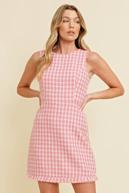 Tweed Houndstooth Mini Dress