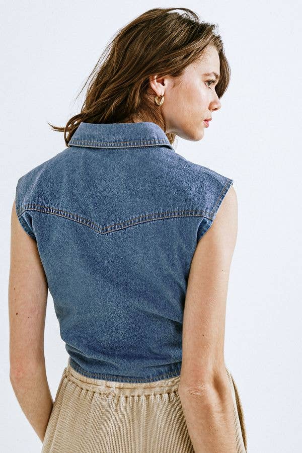 Sleeveless Denim Top