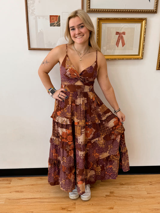Boho Patchwork Tiered Maxi Dress Dress