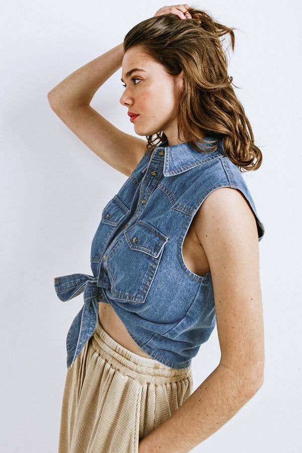 Sleeveless Denim Top