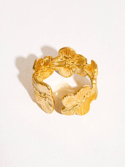 18K Gold Non-Tarnish Flower Ring