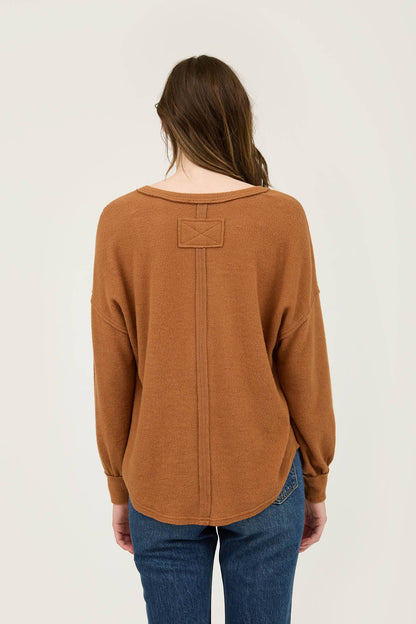 V-Neck Burnt Orange Henley Top