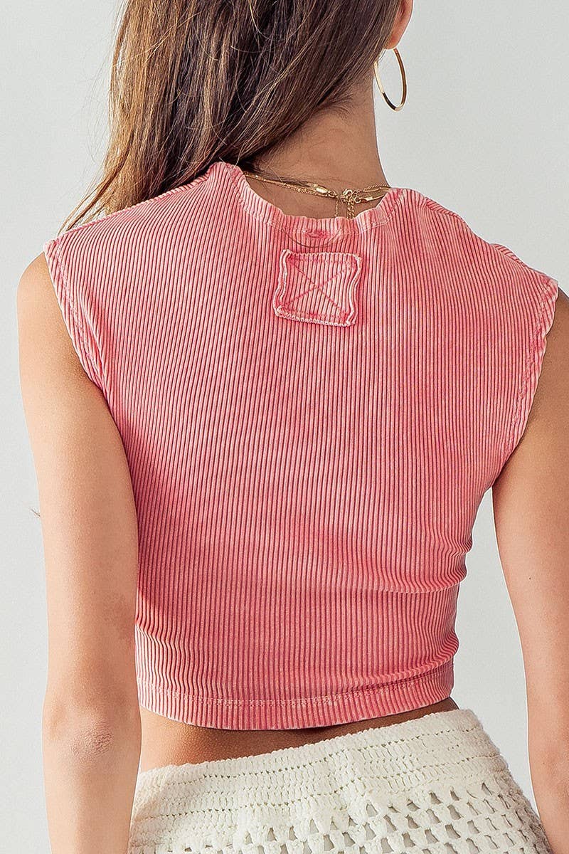 Mineral Wash Cap Sleeve Top