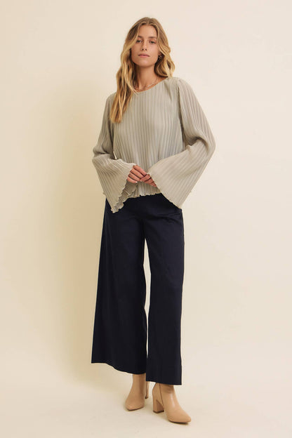 Pleated Long Sleeve Top