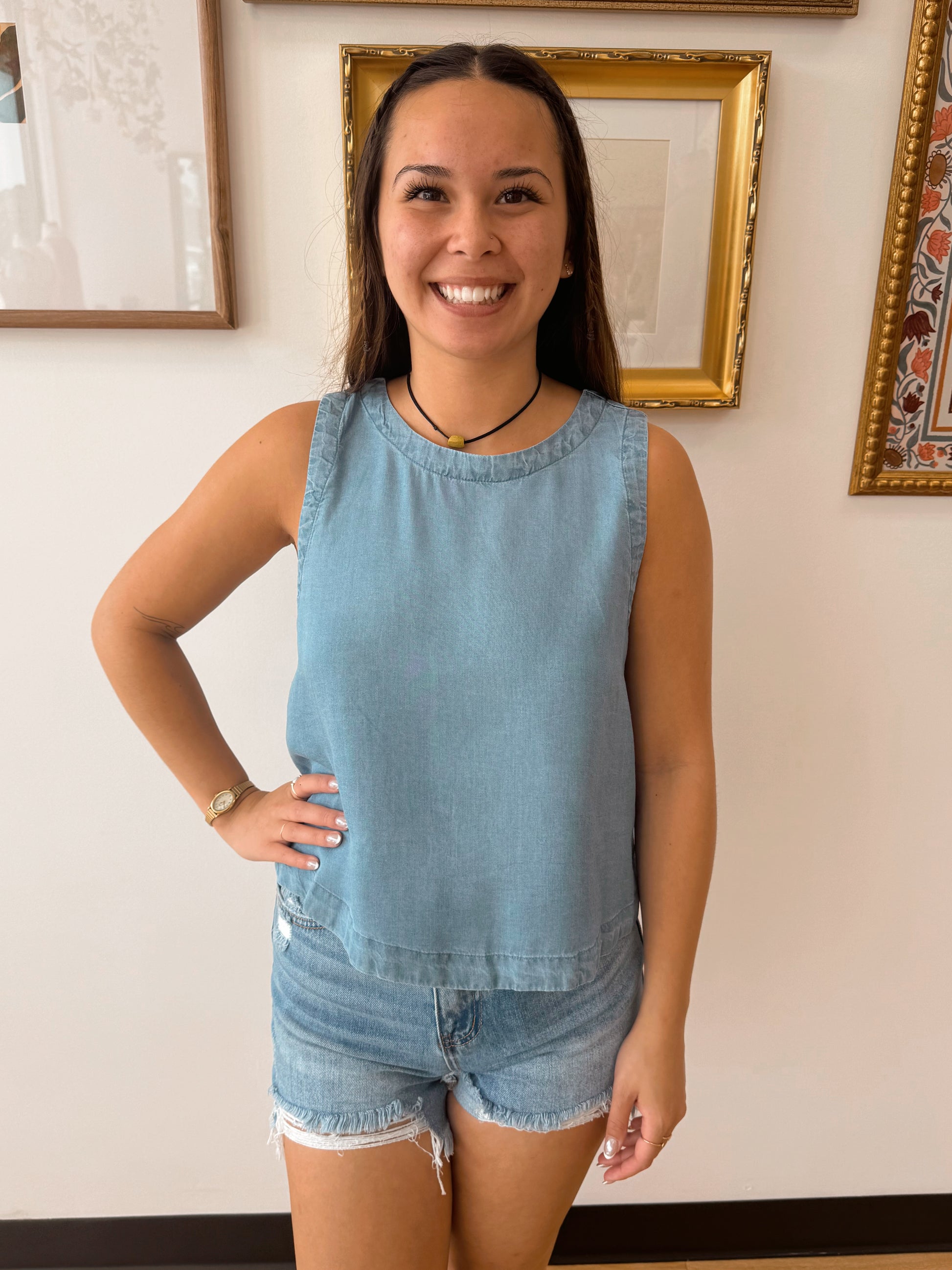 Easy Breezy Chambray Tank Shirts & Tops