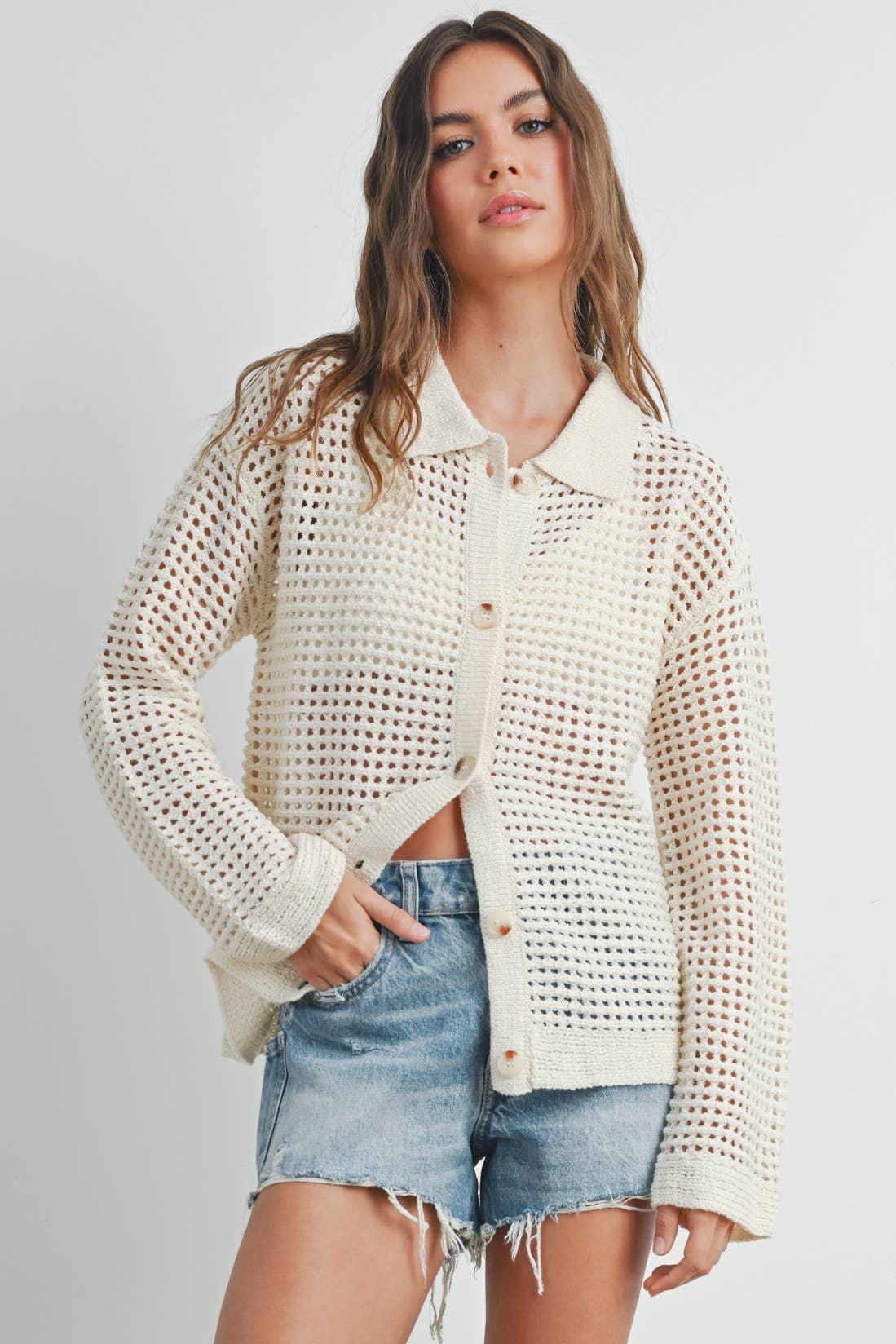 Cream Crochet Cardigan