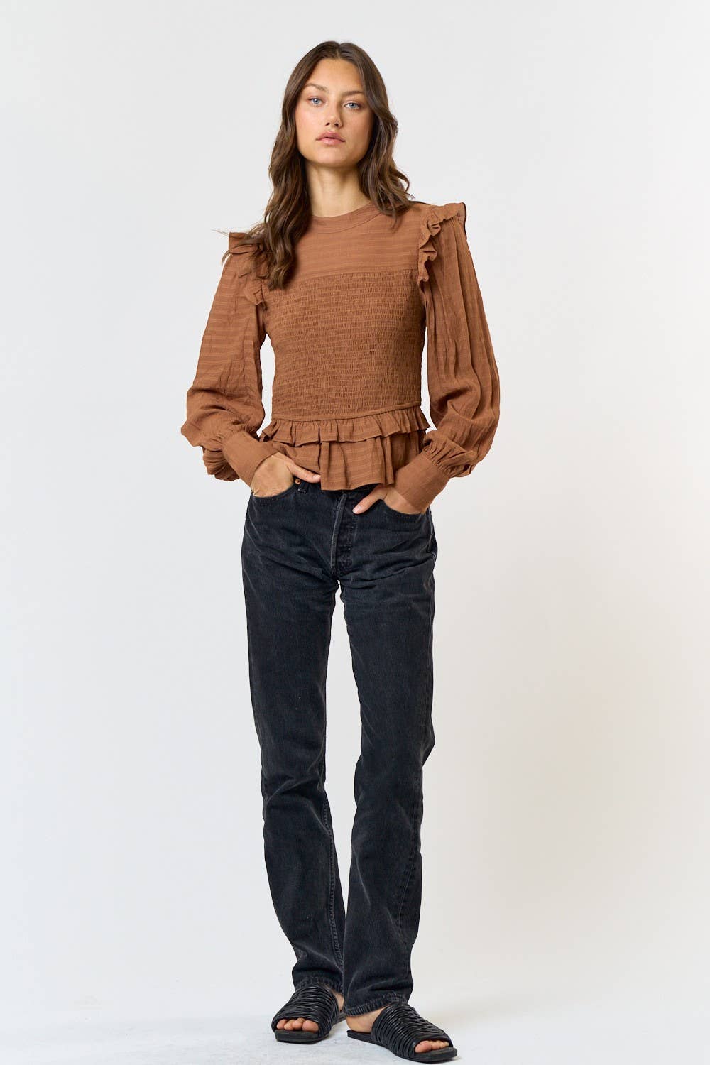 Ruffled Long Sleeve Top