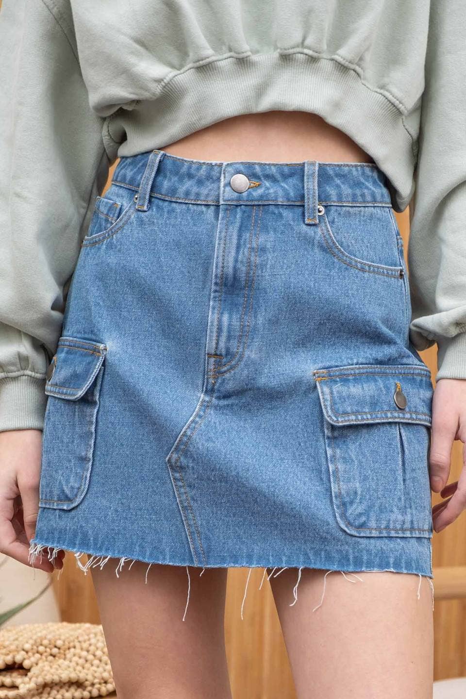 Cargo Denim Mini Skirt