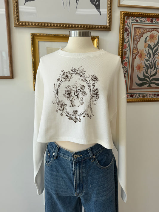 Bunny Flower Crop Sweatshirt