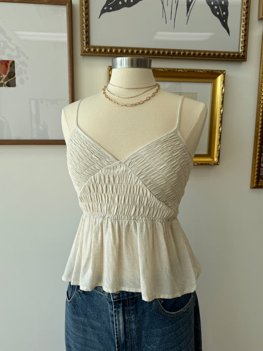 Smocked V-Neck Tank Top