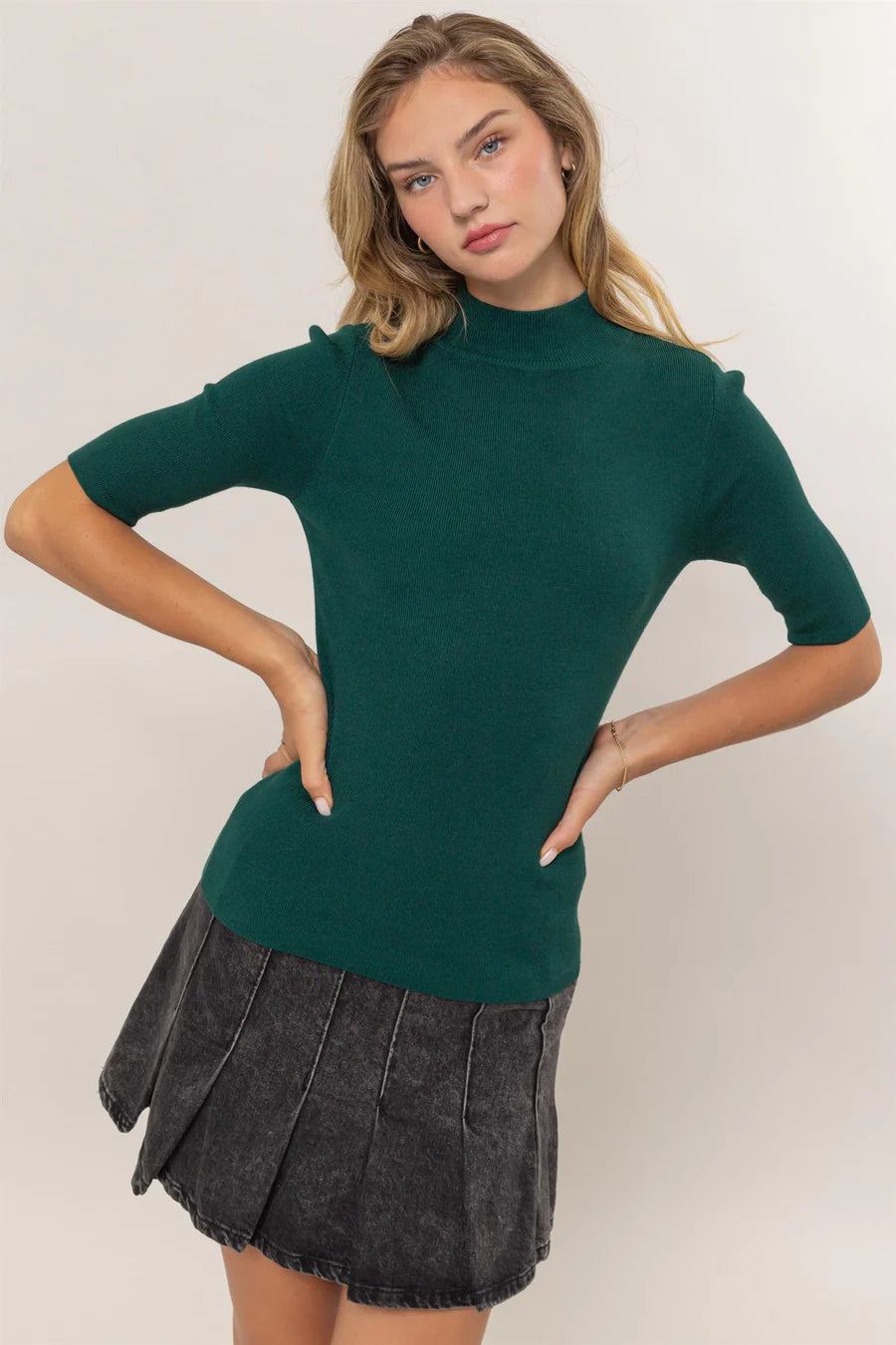 Emerald Mock Neck Top