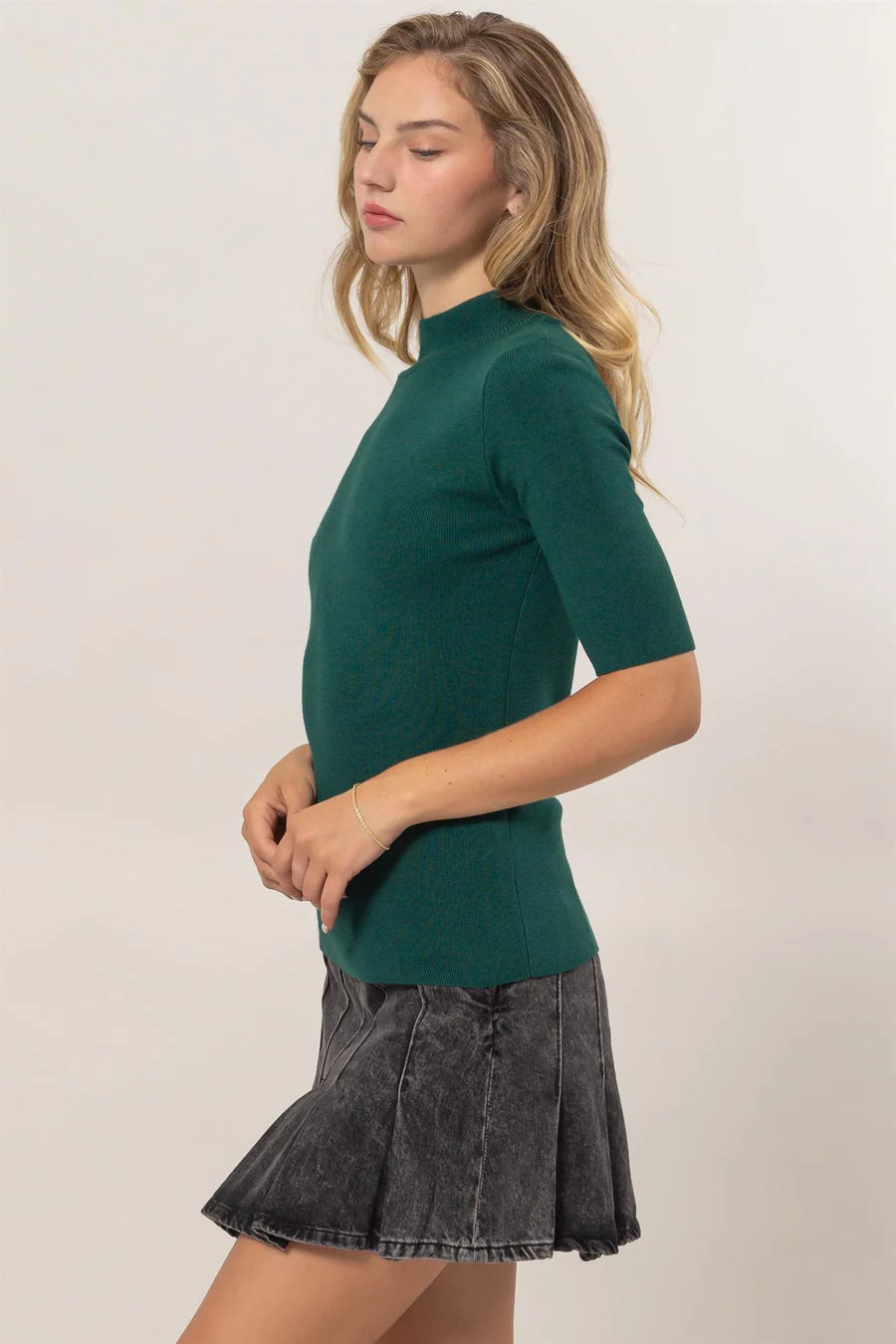 Emerald Mock Neck Top