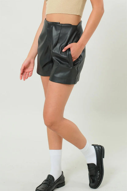 Black Pleather Shorts