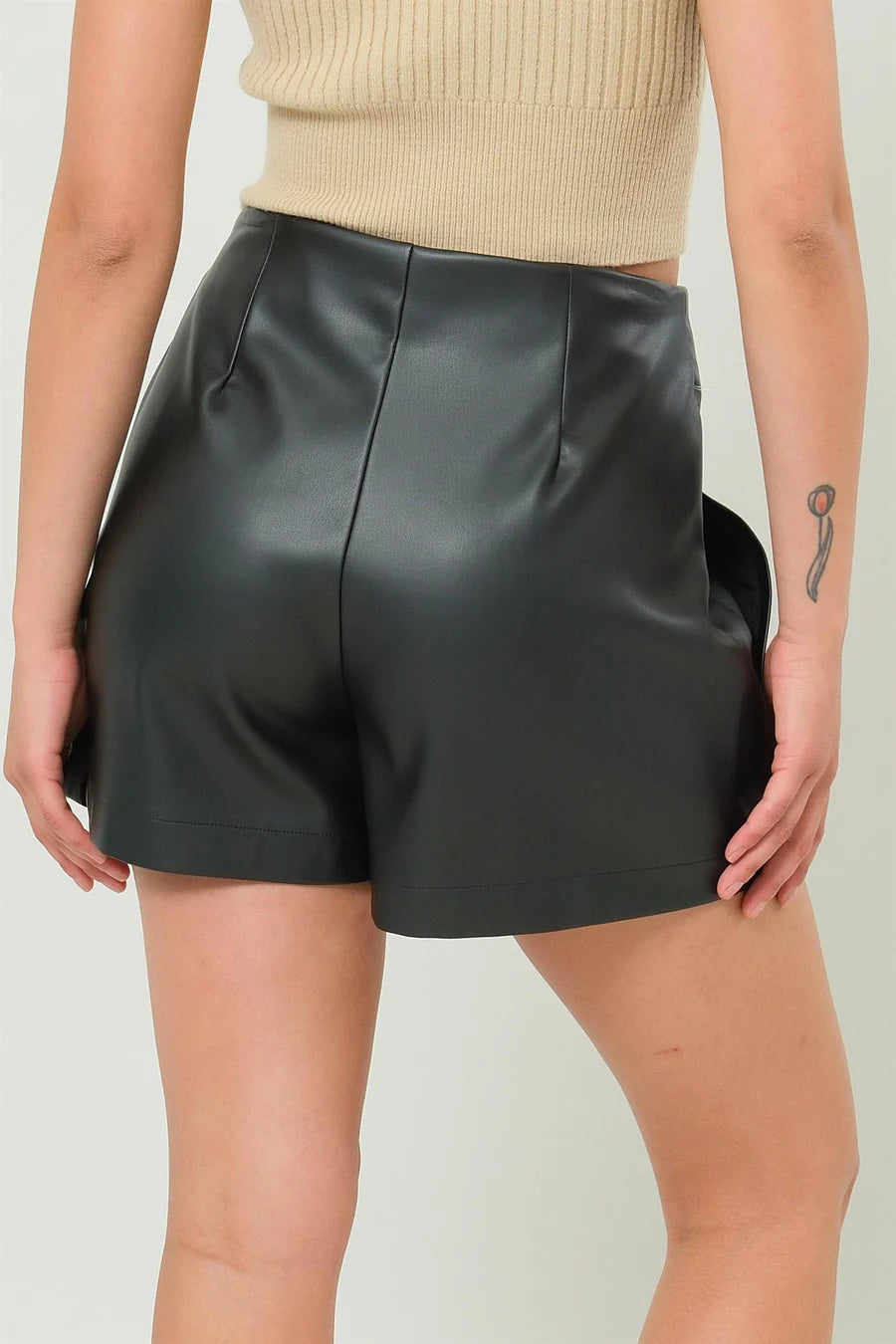 Black Pleather Shorts