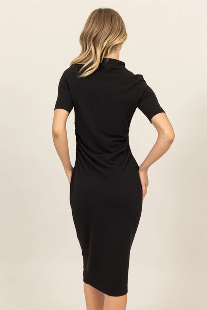 Side Ruched Black Dress