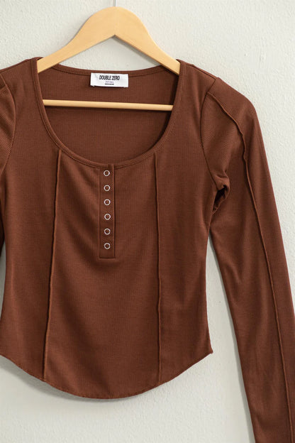 Snap Button Long Sleeve Top