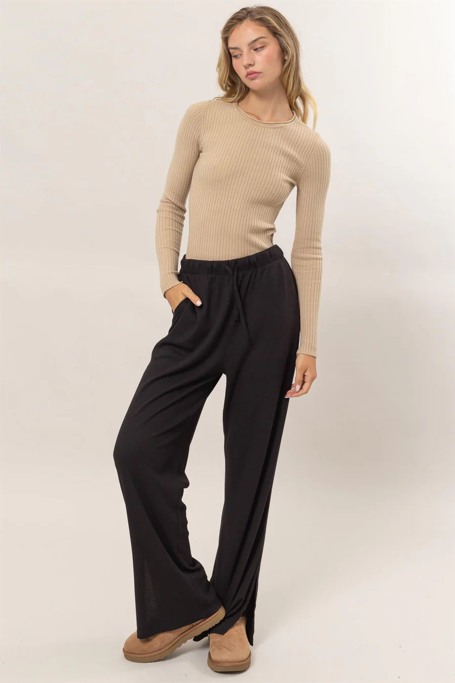 Ribbed Flowy Pants