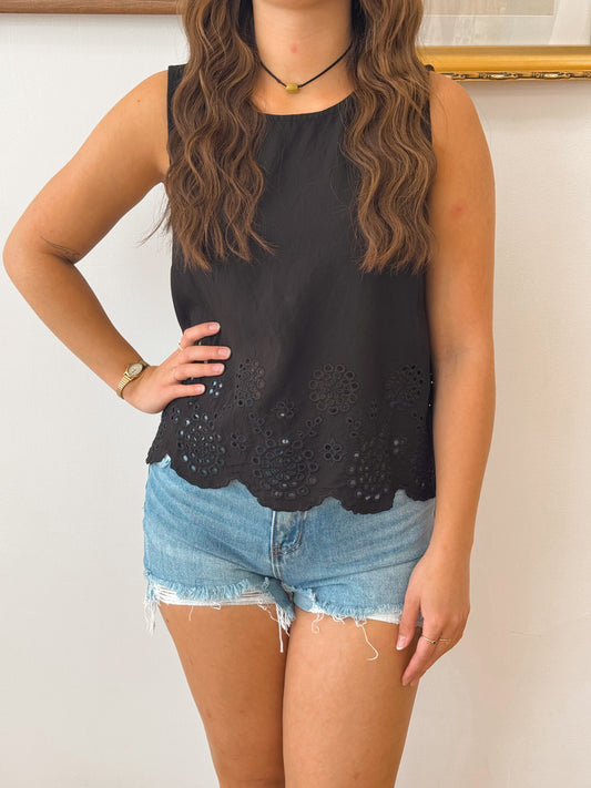 Midnight Garden Eyelet Tank Shirts & Tops