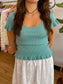 Ruffle Edge Ribbed Top Shirts & Tops