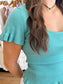 Ruffle Edge Ribbed Top Shirts & Tops