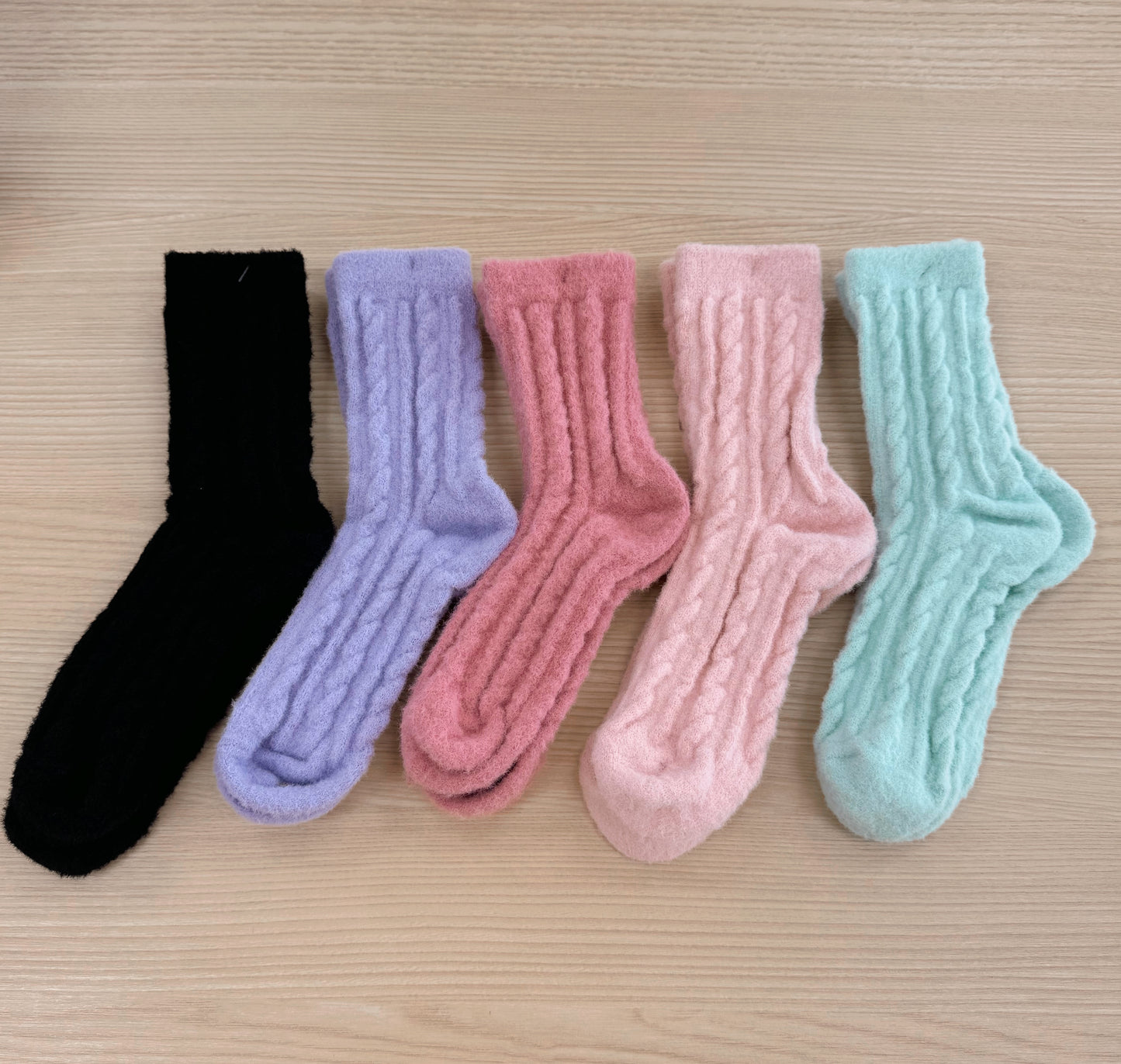 Plush Cable Knit Socks