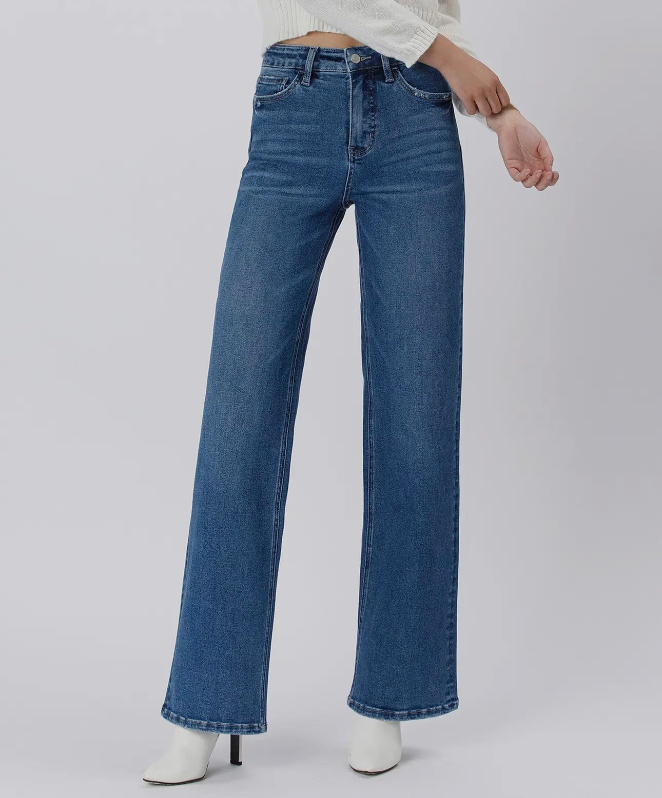 Dark High Rise Wide Leg Jeans