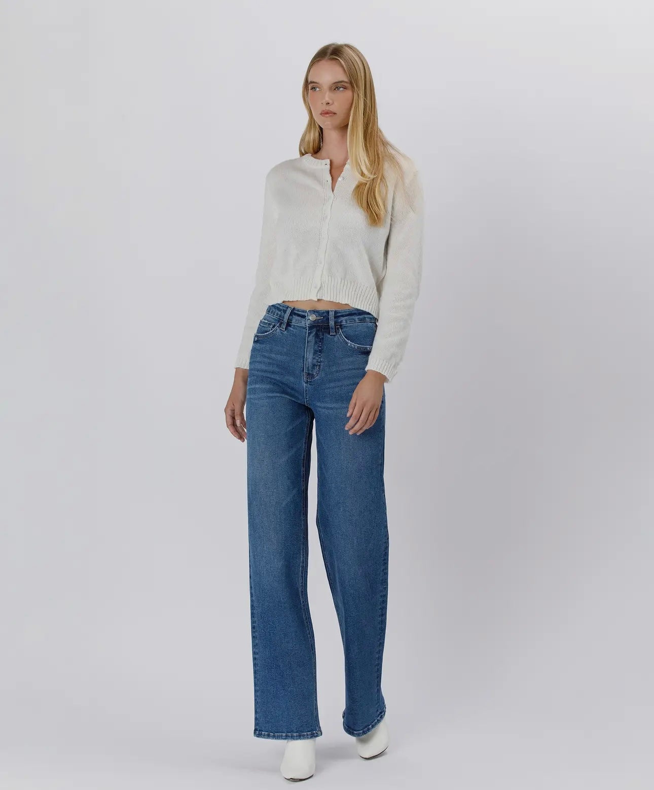 Dark High Rise Wide Leg Jeans