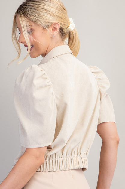 Cream Tie Front Top