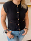 Gold Button Knit Vest – Black Shirts & Tops