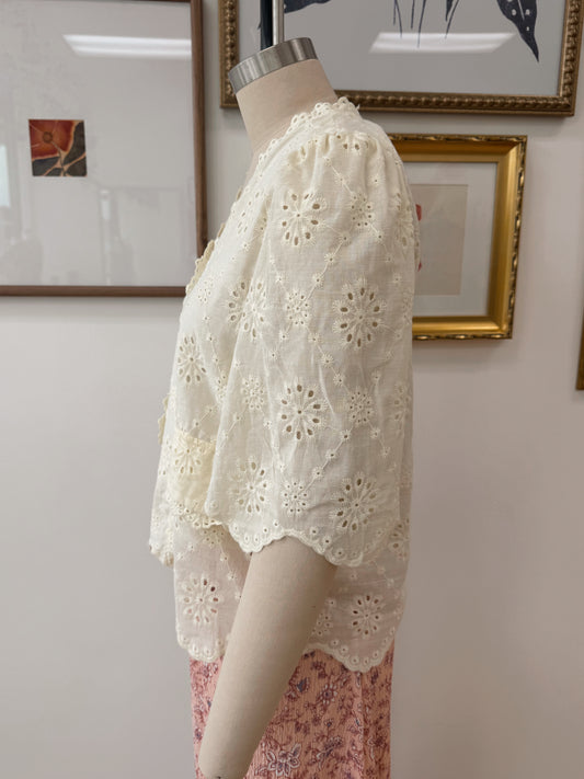 Eyelet Button Down Top