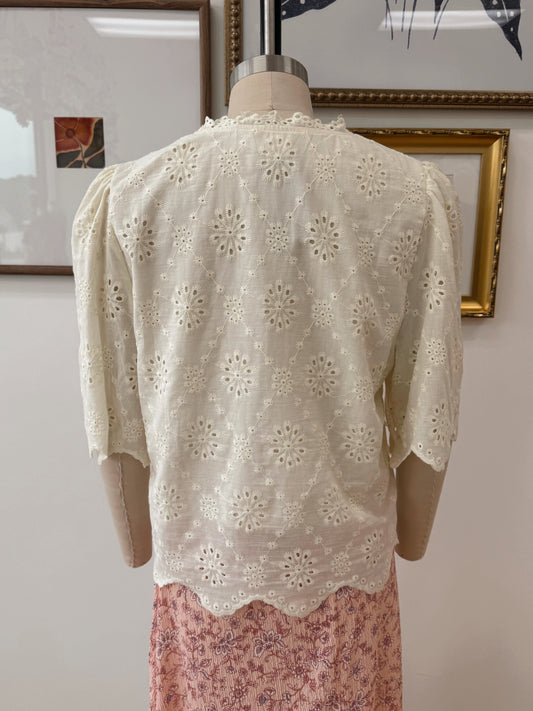 Eyelet Button Down Top