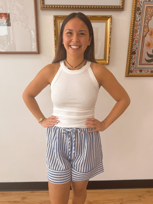 Striped Serenity Drawstring Shorts Shorts