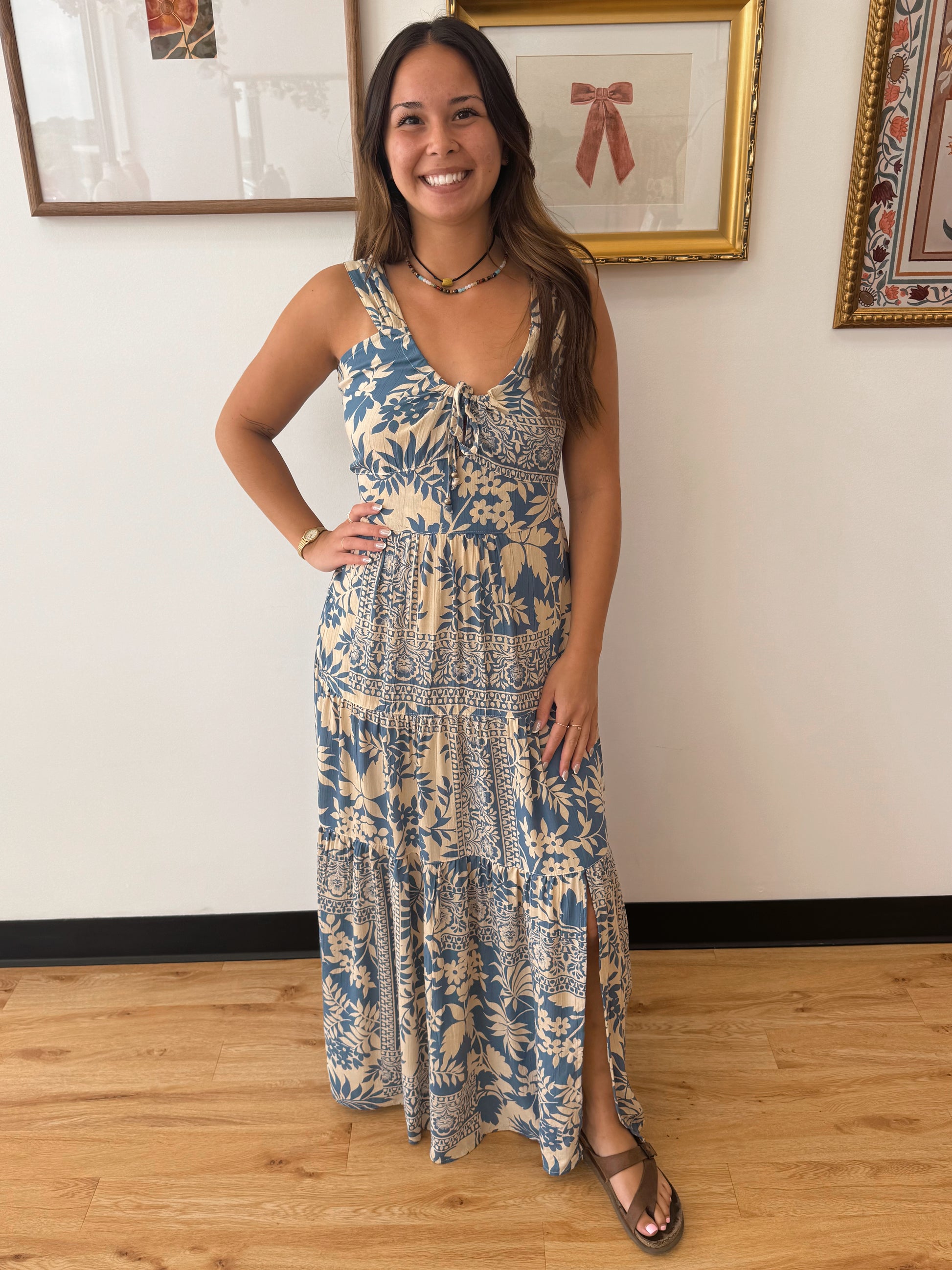 Blue Patchwork Maxi Dress Dress