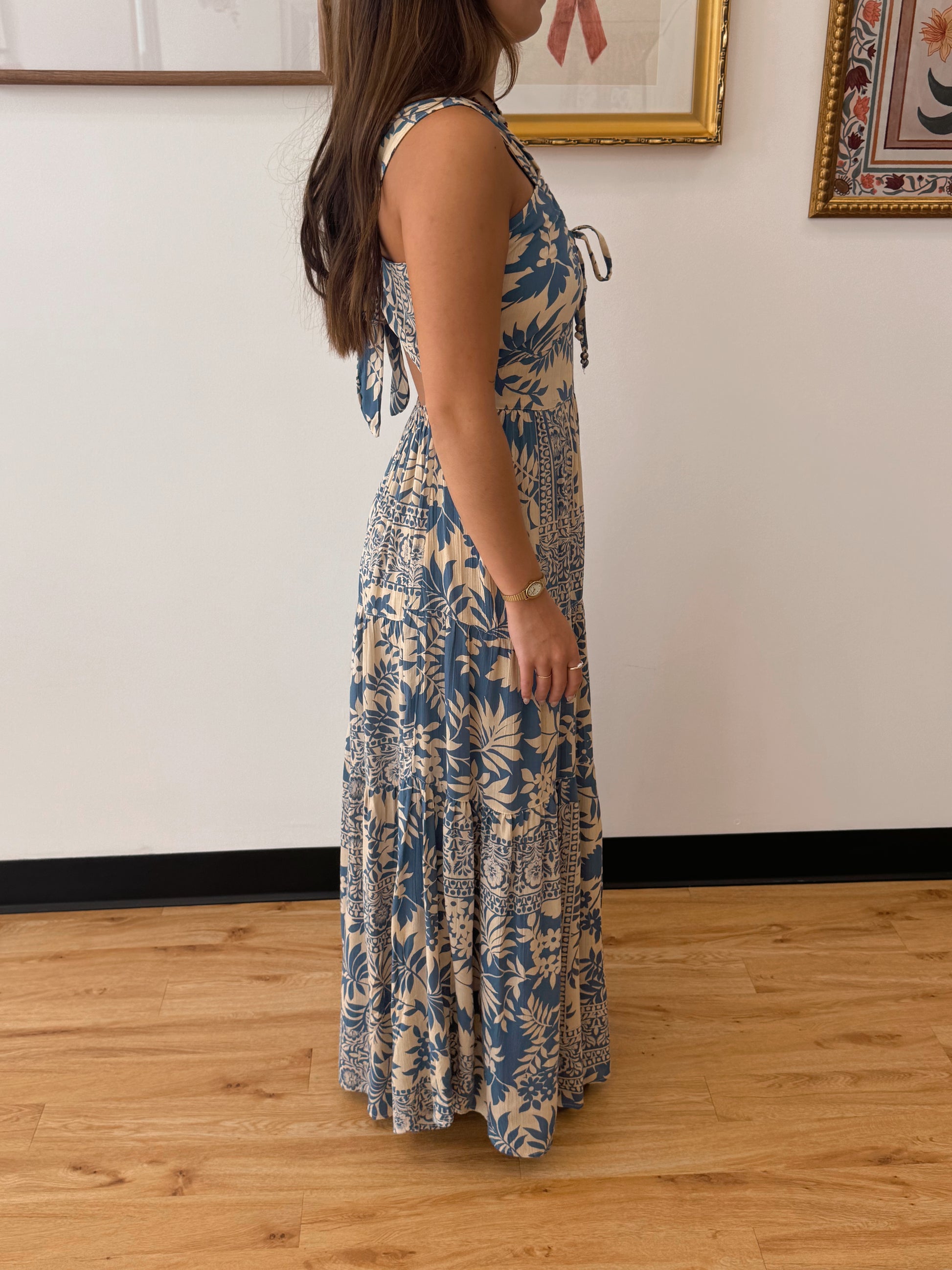 Blue Patchwork Maxi Dress Dress