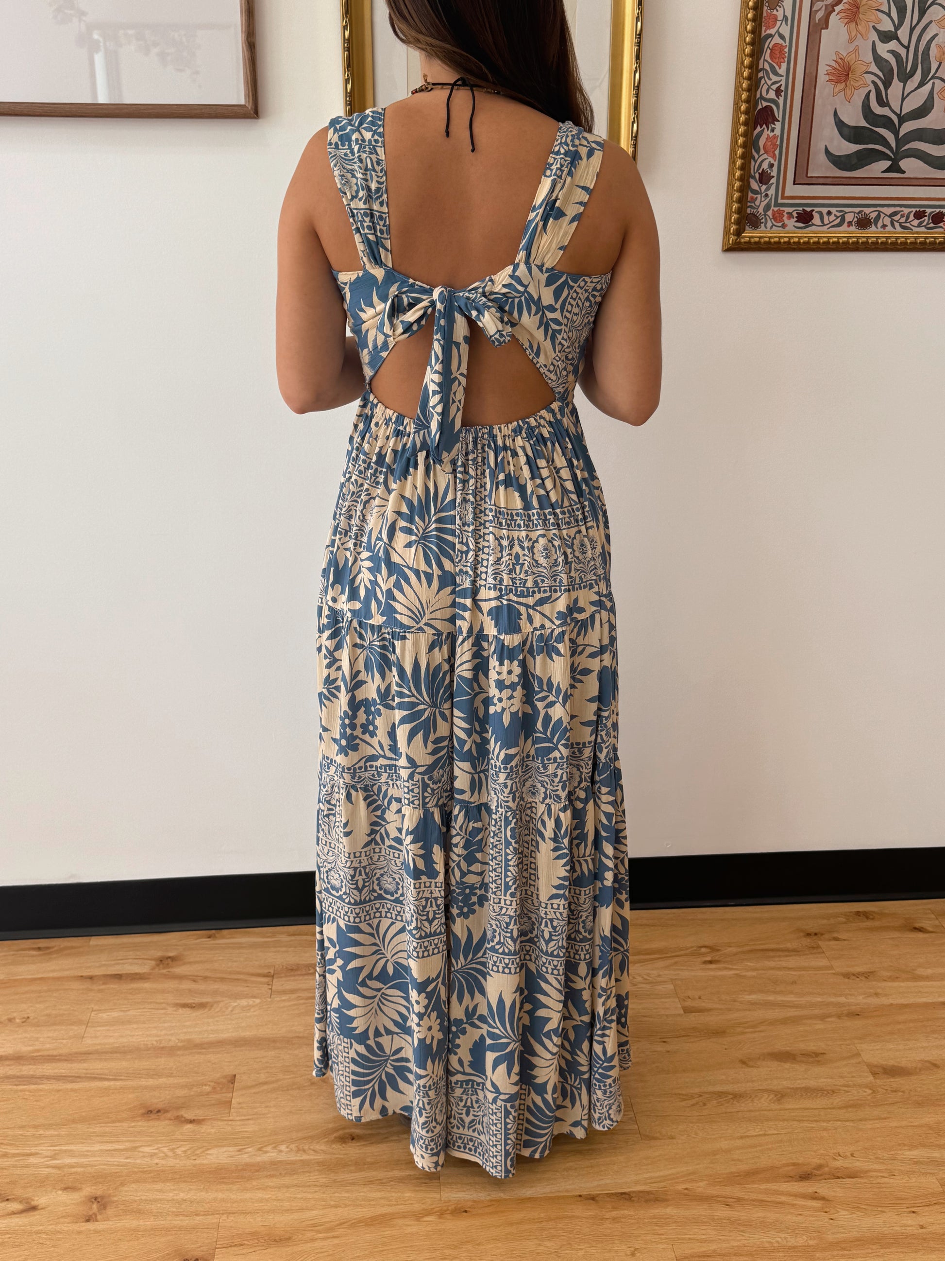 Blue Patchwork Maxi Dress Dress