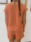Terracotta Linen Boxy Top Shirts & Tops