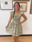 Olive Leaf Smocked Mini Dress Dress