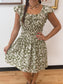 Olive Leaf Smocked Mini Dress Dress