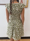 Olive Leaf Smocked Mini Dress Dress