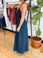 Bow Strap Denim Midi Dress Dress