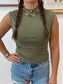 Olive Mock Neck Cropped Tank Shirts & Tops