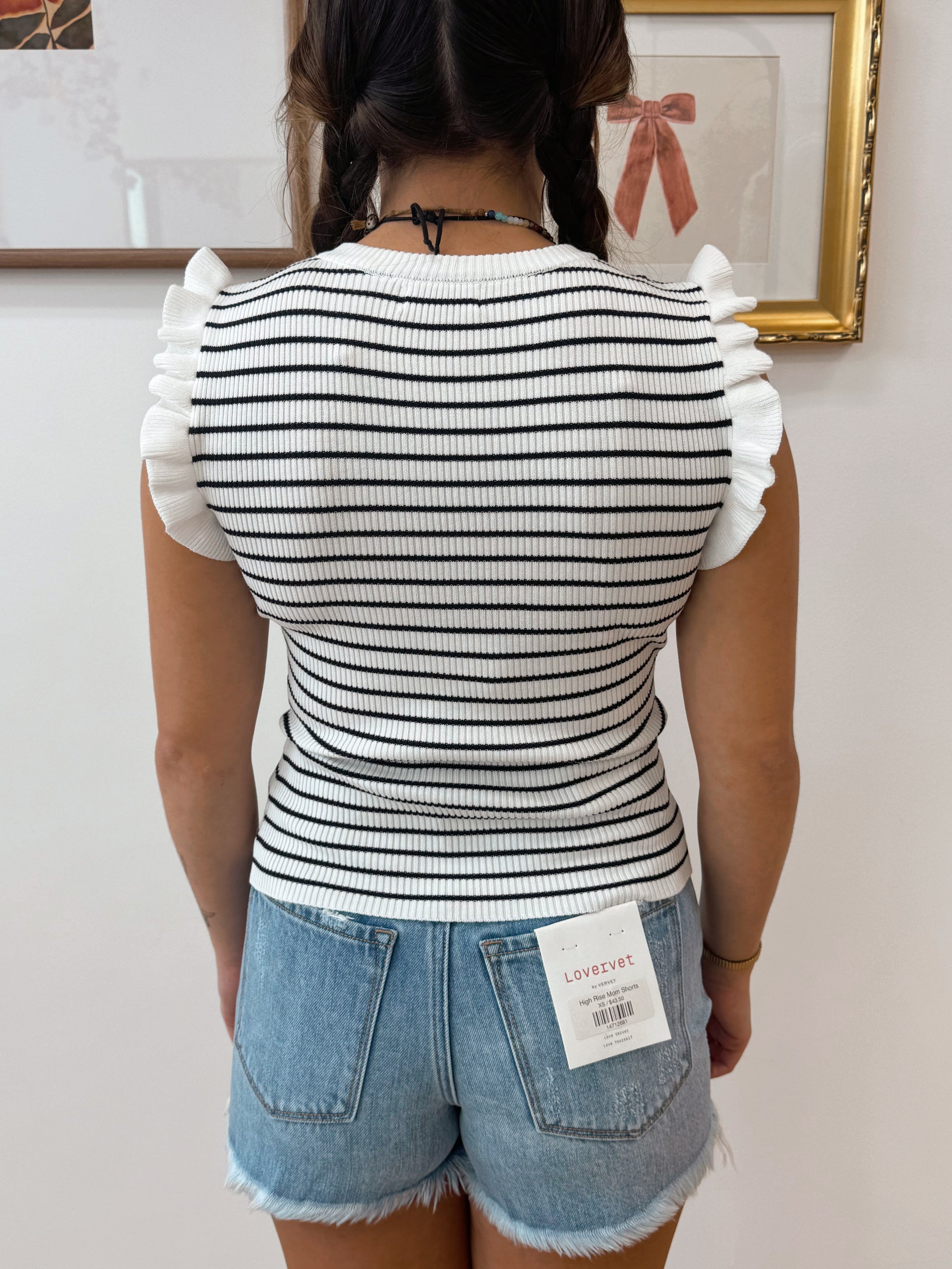 Striped Sweater Ruffle Tank Shirts & Tops