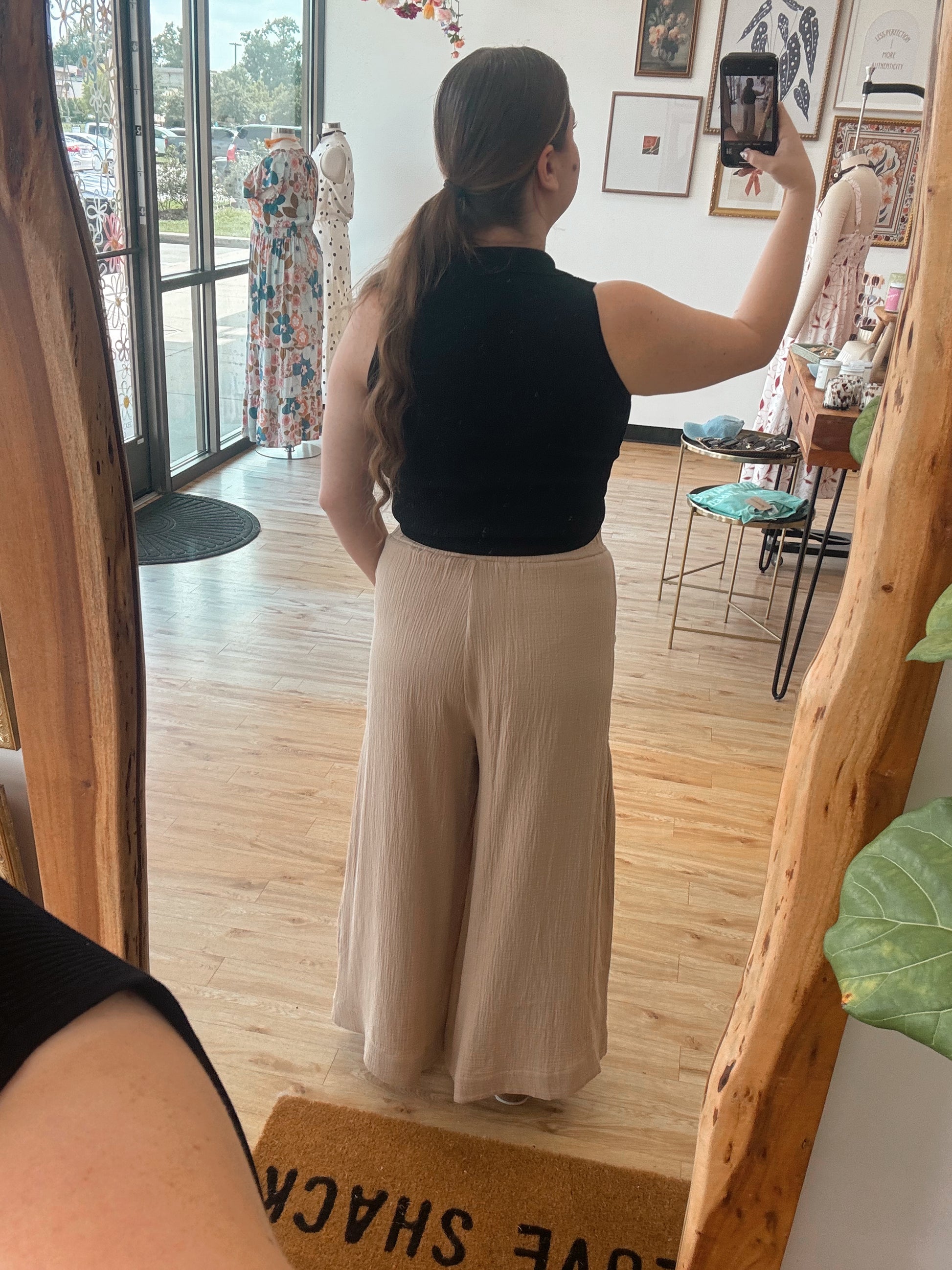 Gauze Tiered Wide-Leg Pants Bottoms