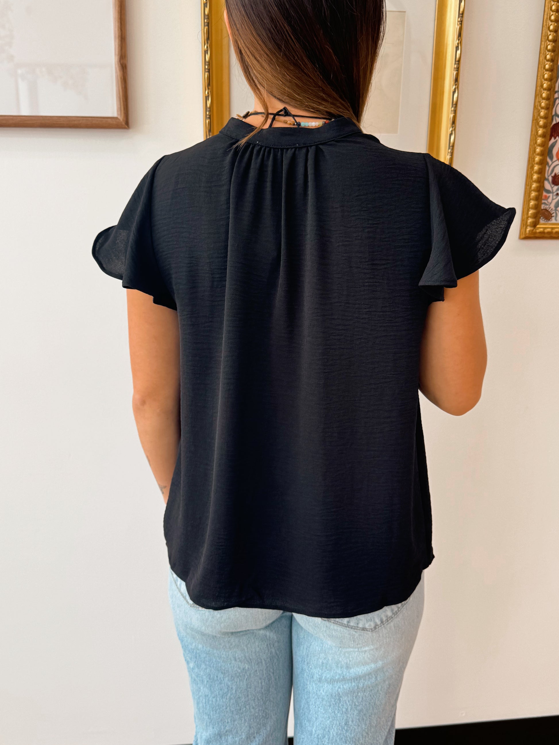 Flutter Sleeve Tie-Front Blouse Shirts & Tops
