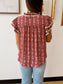 Floral Stripe Ruffle Sleeve Tie Top Shirts & Tops