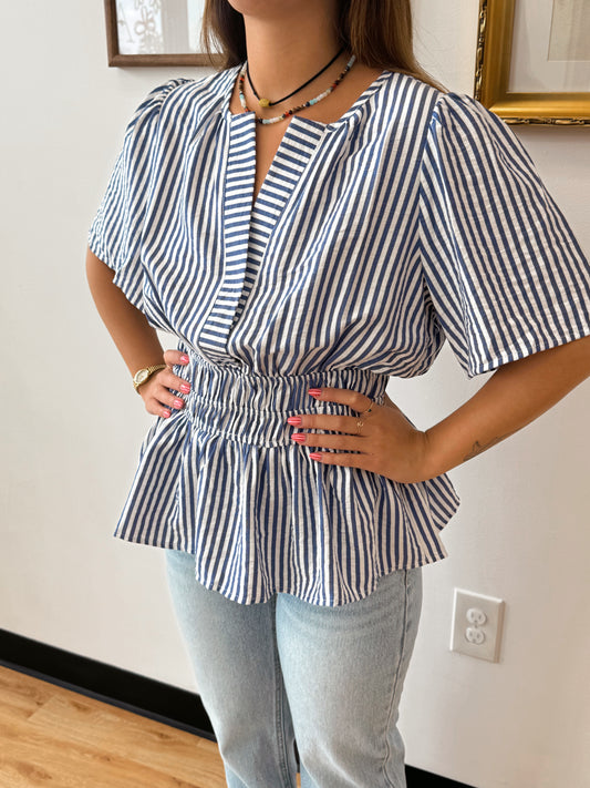 Striped Elastic Waist Top top