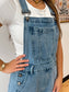 Vintage Wash Wide-Leg Denim Overalls Jumpsuit