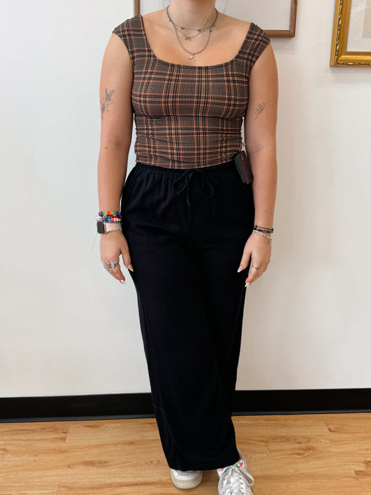 Linen Blend Wide-Leg Pants Bottoms