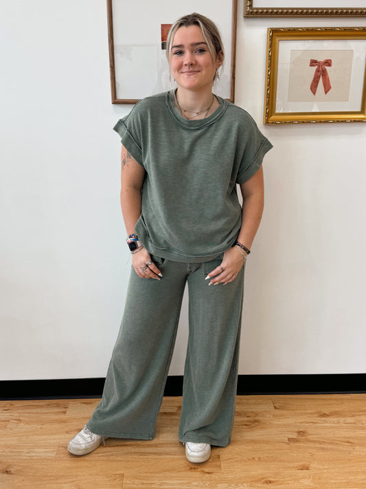 Washed Wide-Leg Pants Bottoms