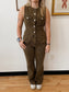 Cheetah Print Denim Vest Top top